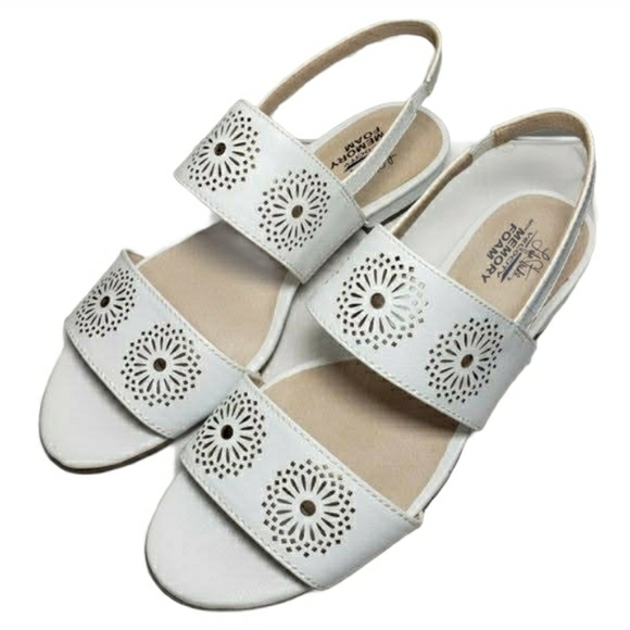 Corinne White Open Toe Stretch Slingback Sandals - Picture 2 of 10